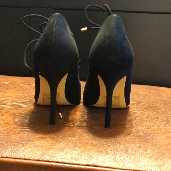 Black also suede heels - tie up - Picture 2 of 4